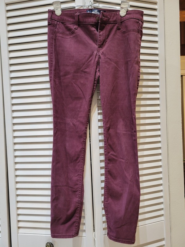 Hollister Womens Jeans Maroon Skinny Low Rise 5 Pocket Juniors 3R 28x28