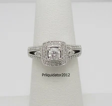 1/2CT Natural Diamond Halo Engagement Wedding Ring Bridal 10K White Gold Band