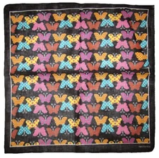 22"x22" Multi-Color Butterfly Black 100% Cotton Bandana