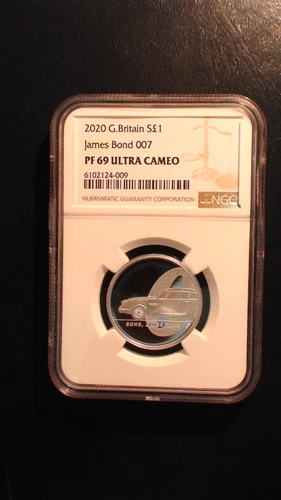 2020 Great Britain NGC PF69 UCAM 1 POUND JAMES BOND 007 .999 Silver 1/2 OZ COIN!