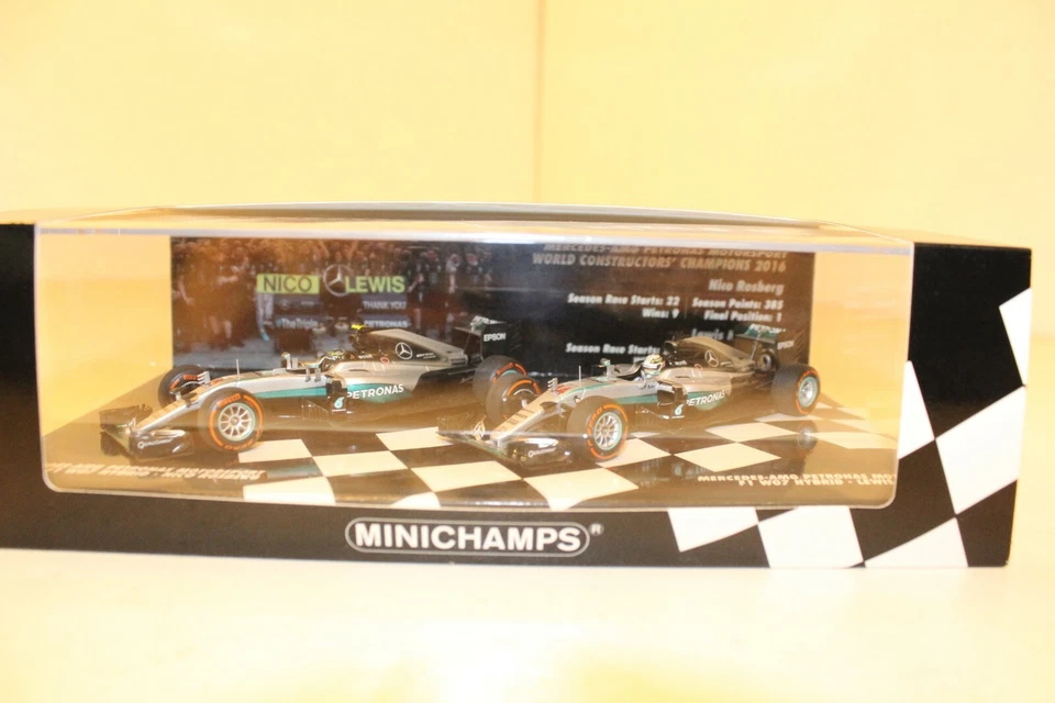 Minichamps Mercedes AMG 2016 W07 F1 Campeonato Mundial Juego de 2 Coches 1:43 412164406 Foto 2 de 4