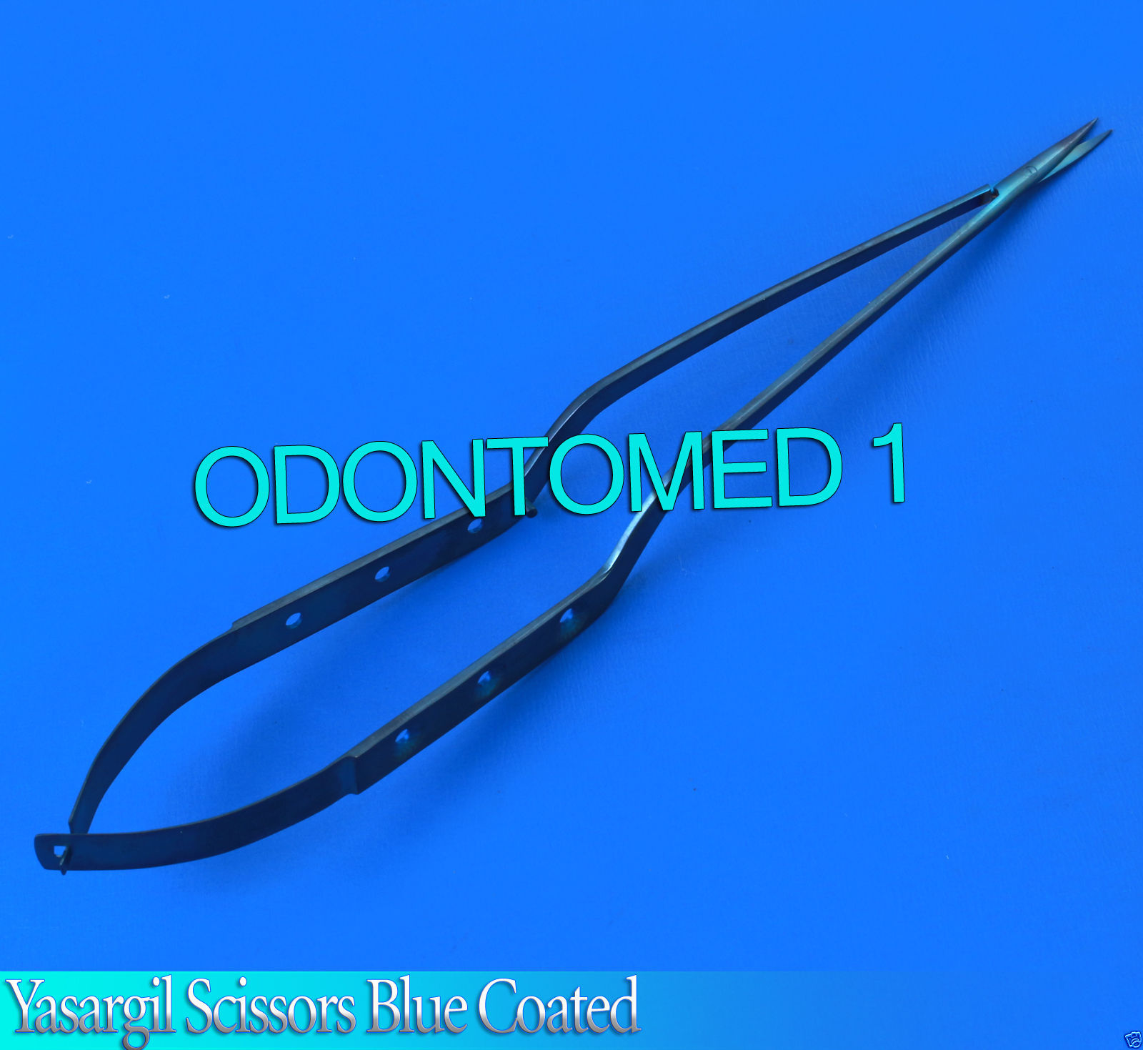Yasargil Blue Coated 8.5cm Curved Surgical Scissors-image