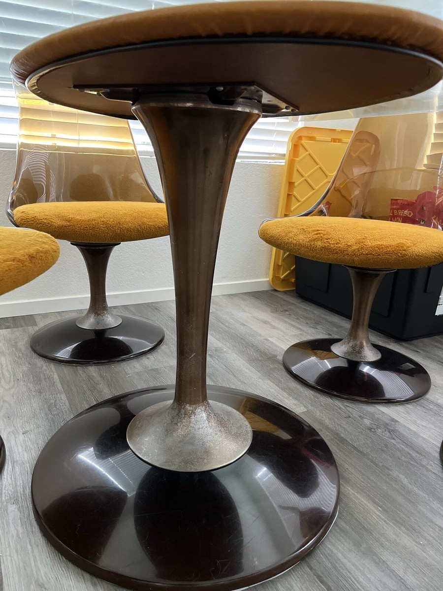 Vintage Chromcraft Dining Set: 6 Acrylic Tulip Chairs, Glass Top