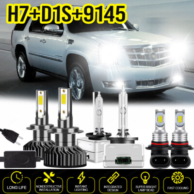 FOR Cadillac Escalade 2007-2008 6.2L V8 LED/HID Headlight hi/lo+Fog Light Bulbs