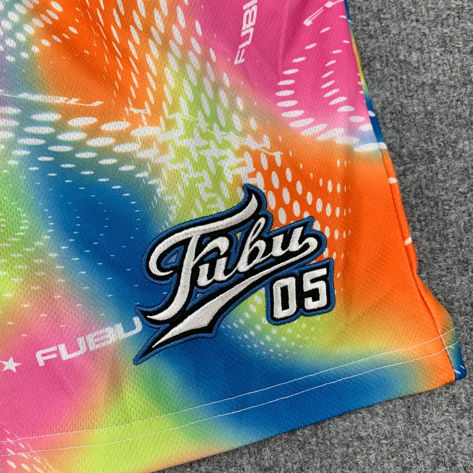 Forever 21 x Fubu Corto Mujer M Cintura Elástica Bordada Malla Tejido Abstracto Foto 3 de 4