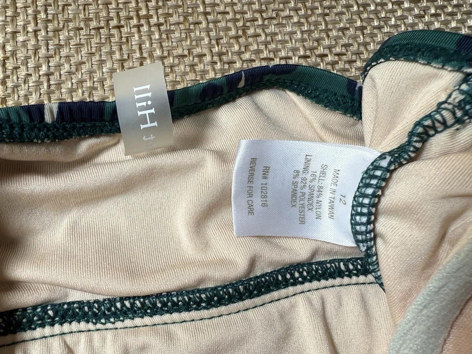 Traje de baño Garnet Hill 2 piezas verde azulado leopardo acanalado Tankini 12 falda de baño 10 Foto 4 de 4