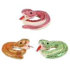 Rhode Island Novelty Plush SET OF 3 METALLIC SNAKES (Green, Red & Orange)(54 in)
