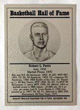Robert L Pettit Basketball Hall of Fame Metallic Plaque Trading Card