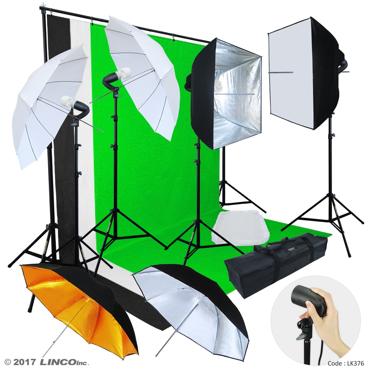 Linco Lincostore Studio Lighting Color Photography Backdrop Stand Kit  LK376