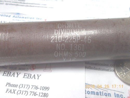 OHMITE 210-225P-46 Resistor, No 1361, 500 Ohms, Y-12 - Picture 2 of 2