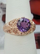 NATURAL Amethyst Ring, Deco Wedding Rose gold over Silver Custom Made D199