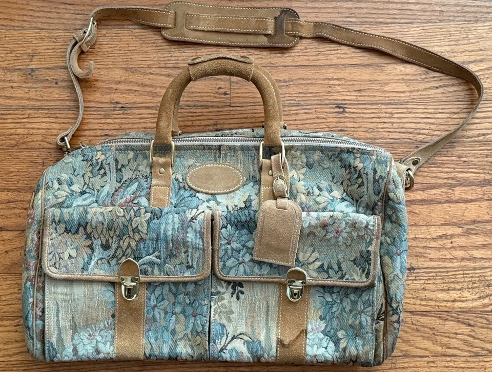 French Luggage Company Paradise Tapestry Suede Adjustable Straps 3 Pc Suitcase - Image 4 of 4