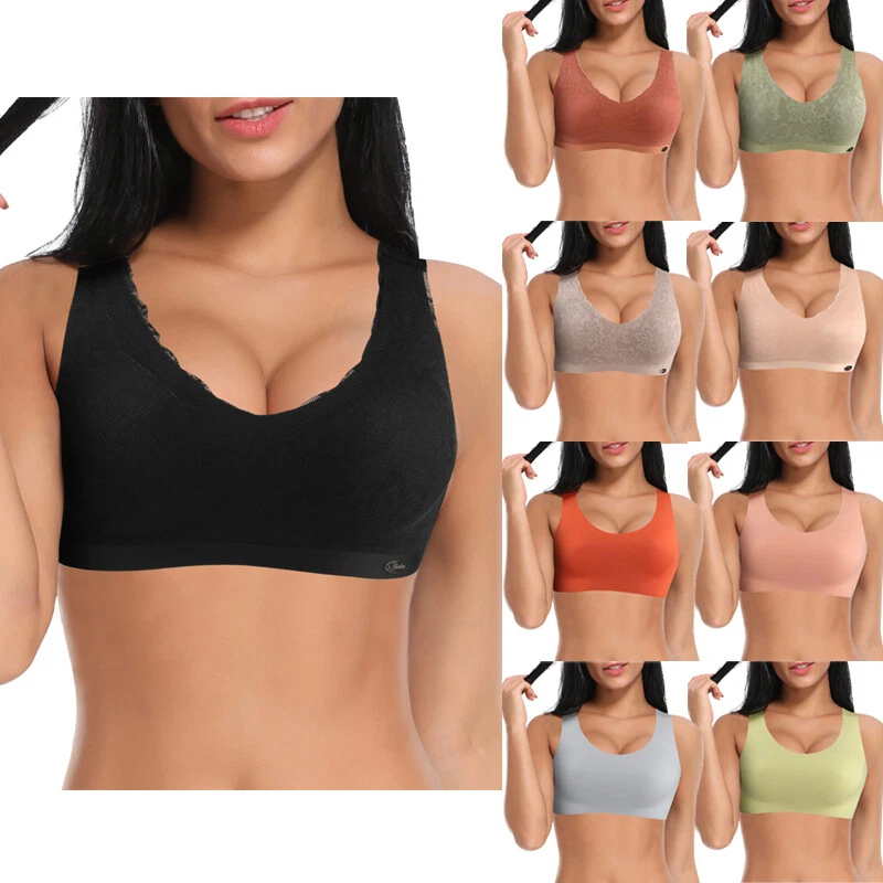 Ladies Seamless Bras Push Up Padded Slip Stretch Wireless Yoga