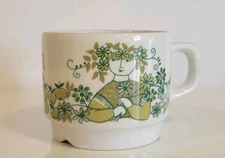 Vtg Figgjo Norway Turi Design Market Flower Girl & Vegetable Man Small Mug Cup