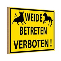 Holzschild 12X18 Cm Weide Betreten Verboten Warnschild Hinweisschild Deko Gesche