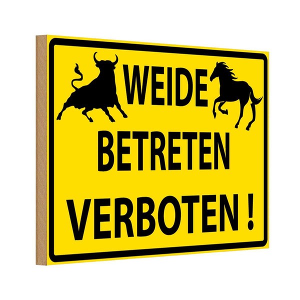 Holzschild 12X18 Cm Weide Betreten Verboten Warnschild Hinweisschild Deko Gesche-image