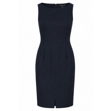 Ann Taylor Sheath Dress 4P Navy Blue Linen Blend Sleeveless Career Professional