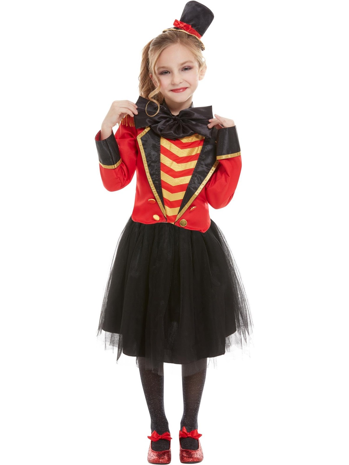 Costume de maître de piste rouge veste cintrée avec fausse chemise