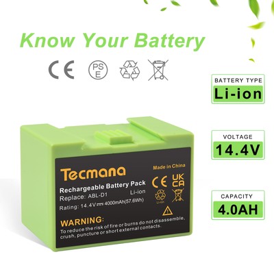 4.0Ah 14.4V ABL-D2 ABL-D1 4624864 Li-Ion Akku für iRobot i7 i7+ i7 Plus 7150 i8