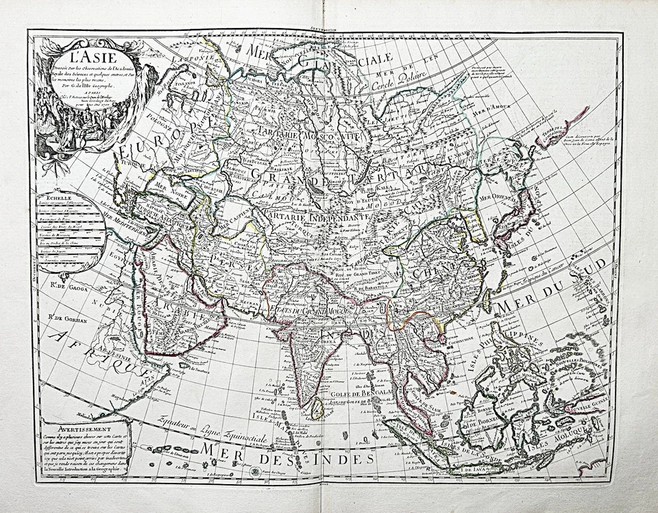 Asia continent Japan China Indonesia Philippines India map Karte Delisle  363678 - Bild 1 von 1