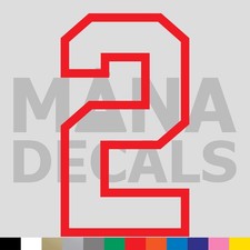 Number Two 2 Vinyl Die Cut Decal Sticker - Jersey Sport Varsity Outline
