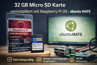 32 GB MicroSD Raspberry Pi OS Ubuntu MATE vorinstalliert Plug & Play für Pi 4/5