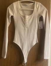 NWT Cream Ribbed Long Sleeves Bodysuit Sz XS