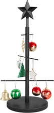 Christmas Ornament Display Stand Tree for Desktop with Wooden Stable Base, 6 Met