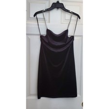 H&M Dress Black Rhinestone Chain Strap Backless Velvet Mini Cocktail Party M