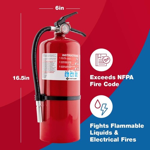 Rated Rechargeable Fire Extinguisher, Heavy-Duty Metal Construction, Red - Picture 7 of 8