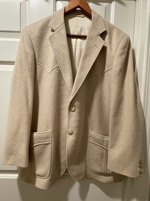 Vintage Kenny Rogers By Circle S Blazer Jacket Men's 40R Beige Wool? Western USA