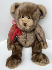 GUND BROWN TENDER TEDDY BEAR 16" 1986 Plush Red Bow