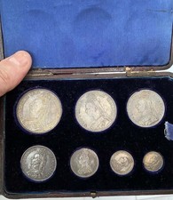 1887 Specimen Set, 7 Coins, Good Extremely Fine, Toned, Old Original Box