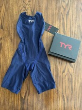 TYR Tracer B-Series Female Shortjohn Competitive Tech Suit Swimwear Navy Size 26