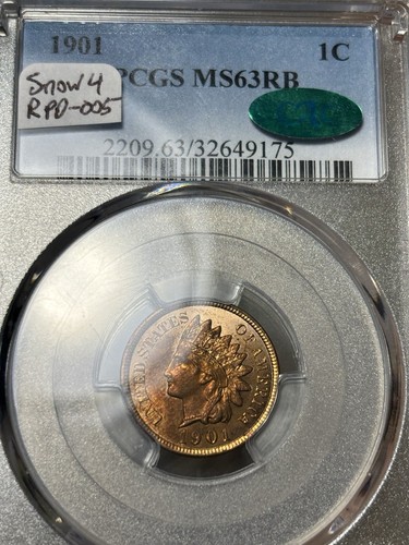 1901 PCGS CAC MS63 RB Indian Head Cent 1c Tons of Red Snow 4 RPD-005 Proof Like!