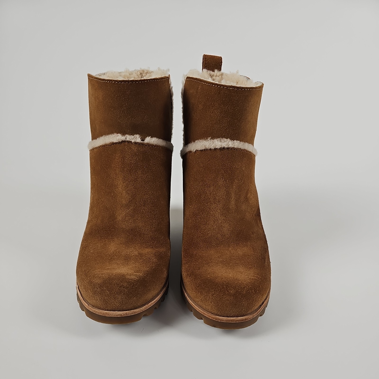 UGG Womens Marte Wedge Ankle Boots Chestnut Waterproof Suede Shearling Lined 5