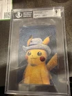 2023 Pokemon Center x Van Gogh Museum Postcard Pikachu with Grey Felt Hat BGS 9