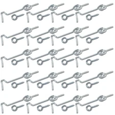 20 Sets 4" Heavy Duty Zinc Plated Steel Hook & Eye Door Cabin Latch Farm Barn