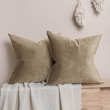 Throw Pillow Covers Set of 2 Decorative Velvet 24" x 24" Pack of 2 Stone