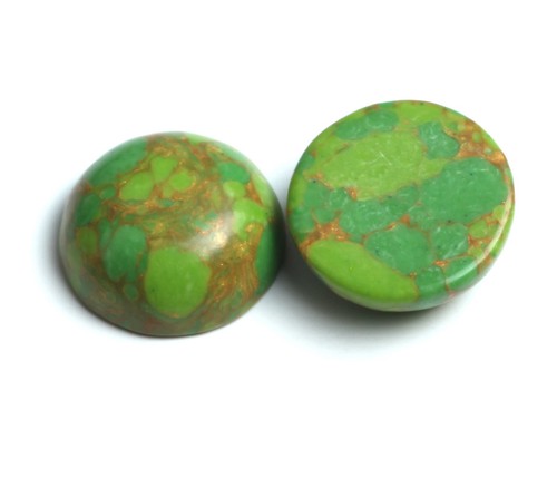 Green Synthetic Copper Turquoise Round Flat Back Loose Gemstone Assorted Jewelry - Picture 2 of 6