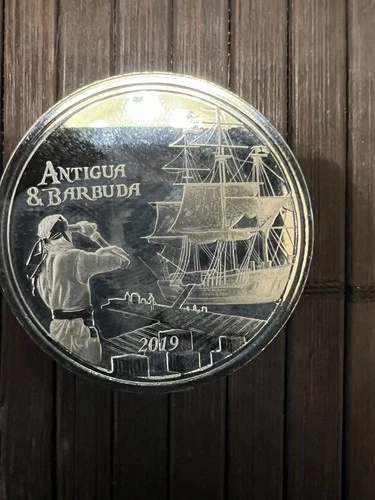 2019 Antigua & Barbuda $2 Rum Runner Coin 1 oz..999 Fine Silver w/Capsule