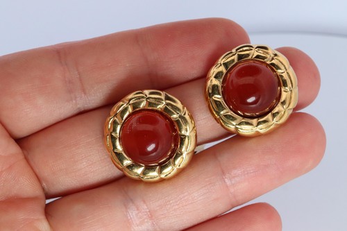 Chanel Gripoix Ohrringe. Original CHANEL Glas Cabochon Spulengewebe Clip auf. - Bild 6 von 6