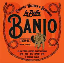 LABELLA 5-STRING BANJO STRING SET NICKEL WOUND LOOP END MEDIUM 730M-LE