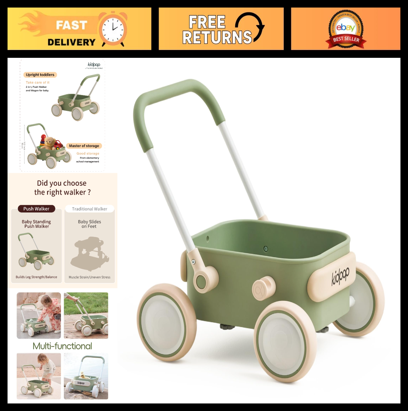 Baby Push Walker Toy for Toddlers