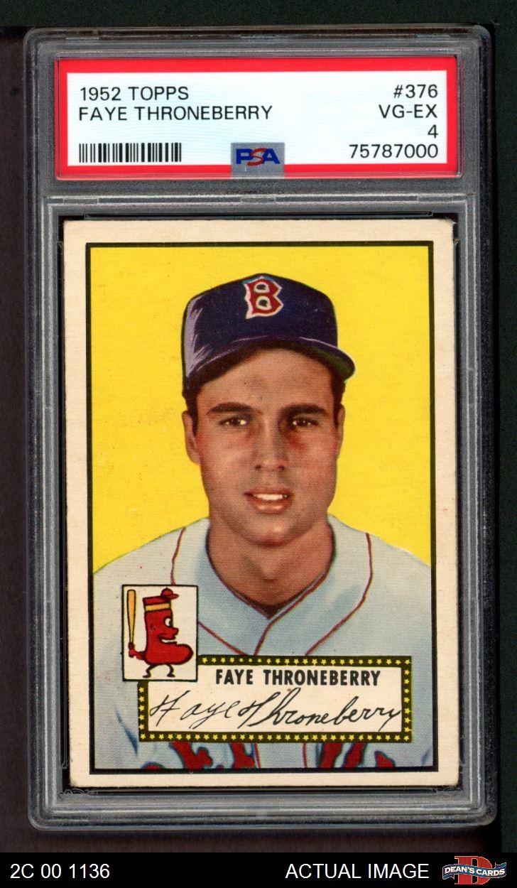 1952 Topps #376 Faye Throneberry Red Sox PSA 4 - VG/EX