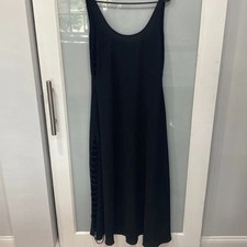 Line and Dot Women's Black Long Tank Caged Maxi Long Side Cut Dress Sz M