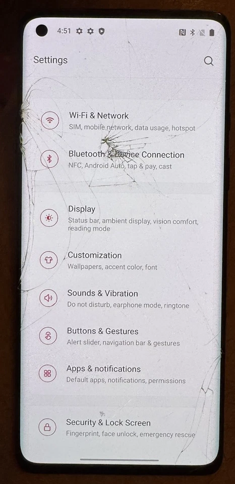 OnePlus 8 5G 128GB Nord Gray (T-Mobile) Fast Ship Good Used Broken Cracks Front - Image 2 of 4