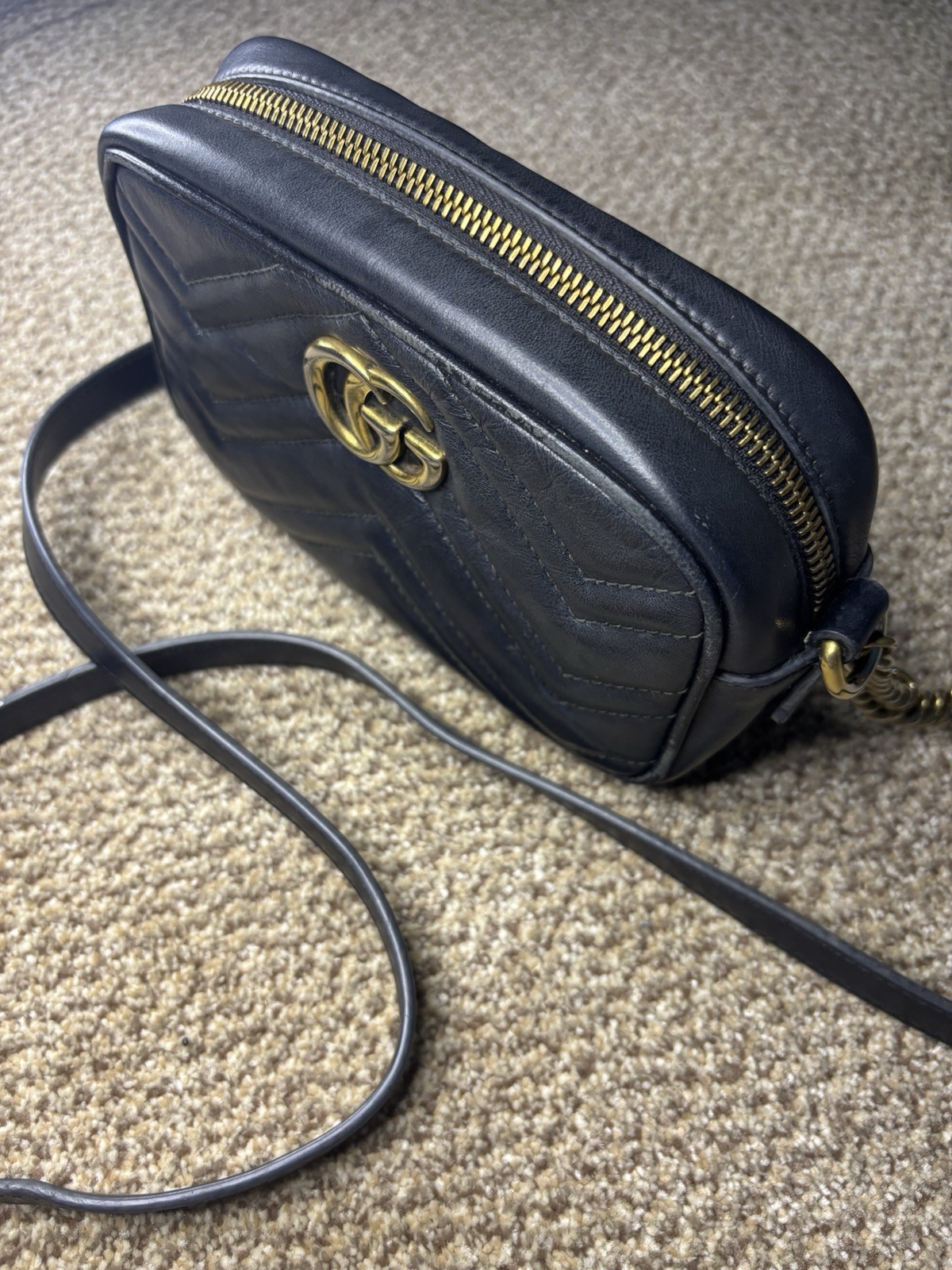 GUCCI Small Marmont Shoulder Bag GG Black Women’s