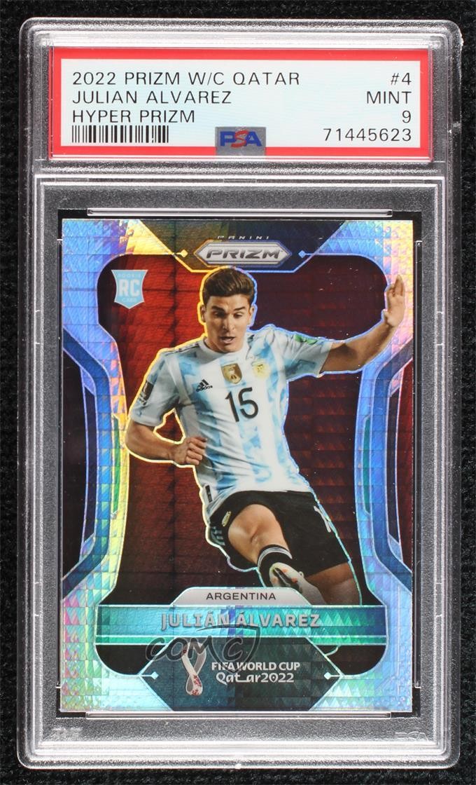 2022 Panini Prizm World Cup Qatar Hyper Prizm Julian Alvarez #4 PSA 9 MINT 13xi