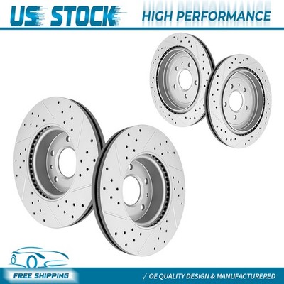 Front & Rear Drilled Disc Brake Rotors for 2013 2014-2019 Cadillac ATS STANDARD
